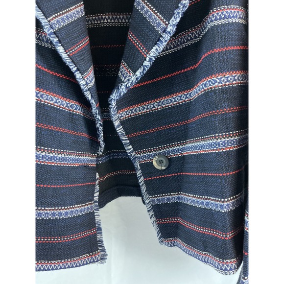 Karen Kane Women's XL Striped Textured Fringe Trim Blazer Jacket - Picture 3 of 13